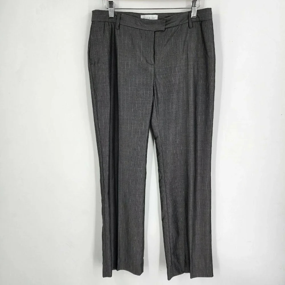 Paul & Joe Women's Wool Blend Striped Straight Leg Trouser Pants Gray Size 40